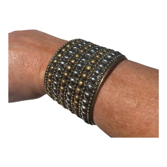 Set of 2 cuff bracelets gold/black/silver/bronze - Picture 12 of 12